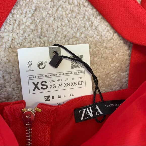 Zara Red strappy cut out bodycon dress Sz XS NWT - Picture 9 of 13